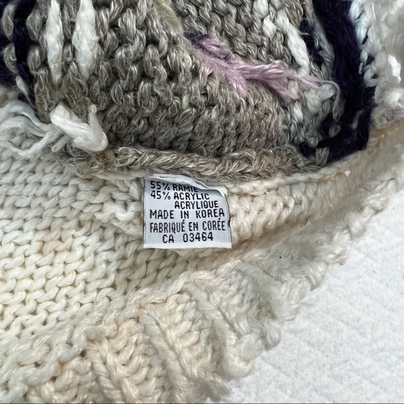 𝅺vintage 90's Patchwork Handknit Beige Chunky Knit Cozy Sweater Size M - Picture 7 of 8